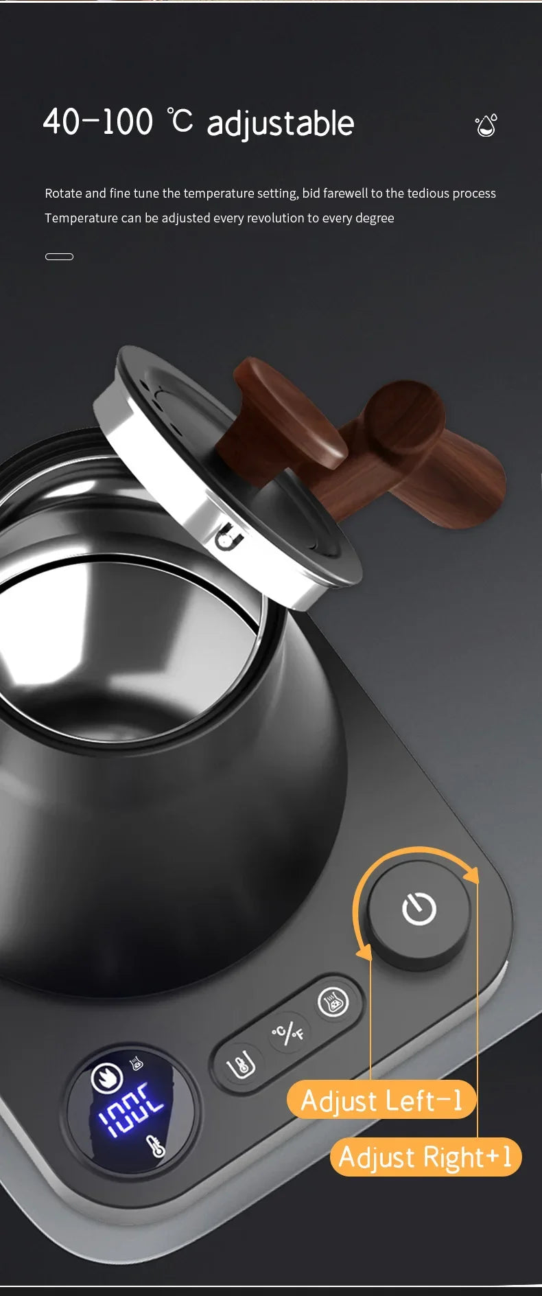 Electric Gooseneck Kettle - Intelligent 900ML – Precise Temp Control  Pot for Coffee, Tea & More