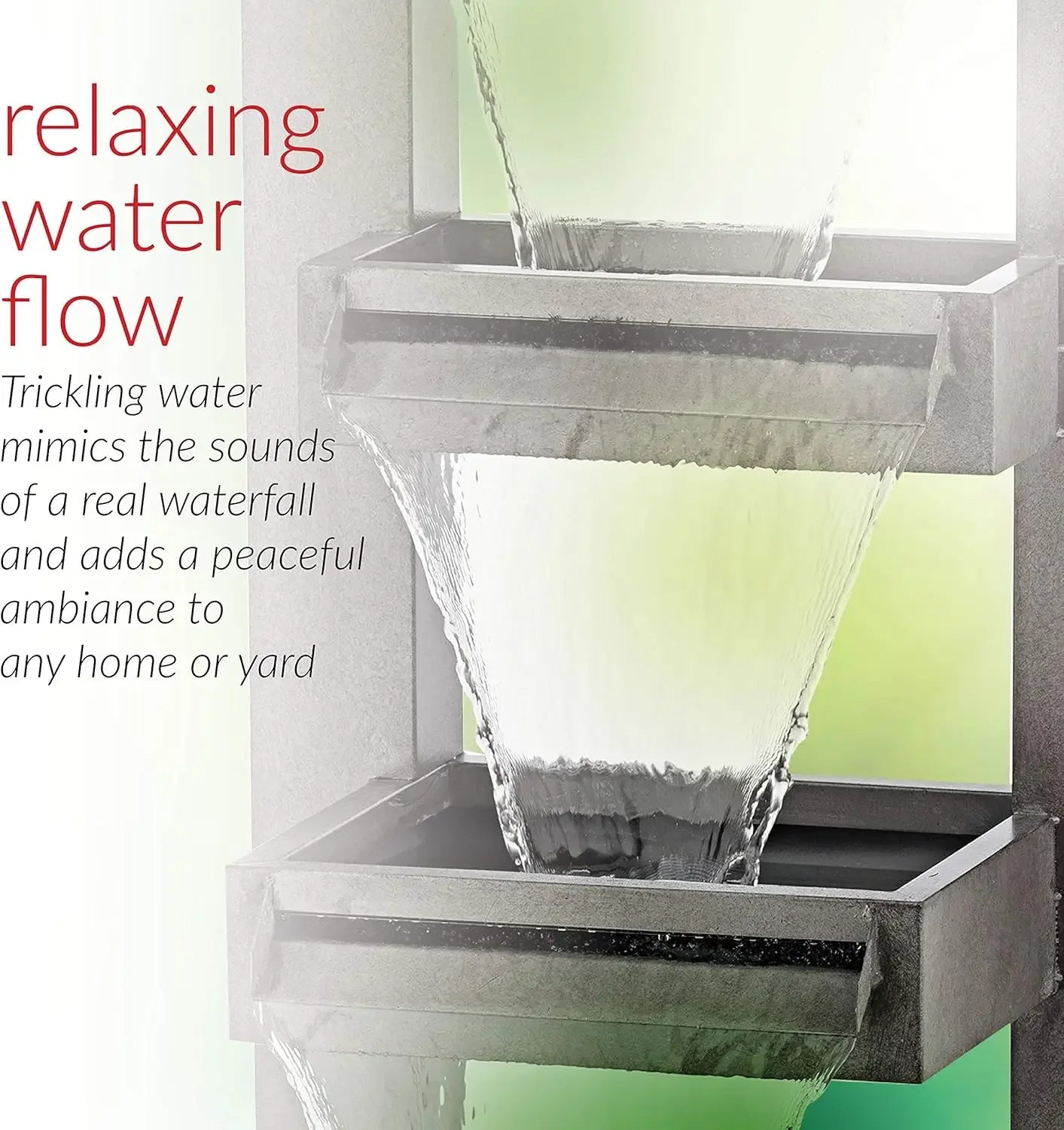 Water Fountain-43 inch High Outdoor Floor Industrial Multi-Tiered Soothing Waterfall Fountain, Gray, Guaranteed Authentic. CPS182