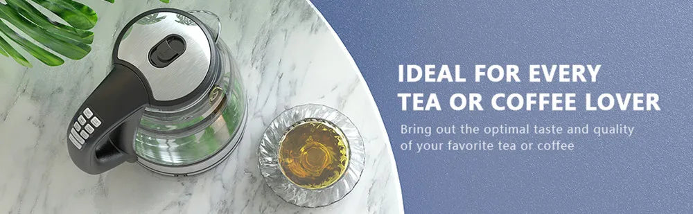 Electric Glass Kettle-2200W Fast Boiling, Temperature Control, 4-Hour Keep Warm, 2.0L Tea Kettle & Hot Water Boiler, by DEVISIB