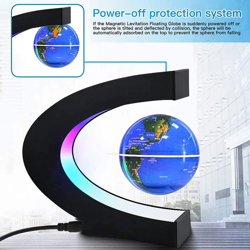 Home Gadget: Desk Art: Magnetic Floating Levitation Globe - LED World Map - Antigravity Novelty Ball Light