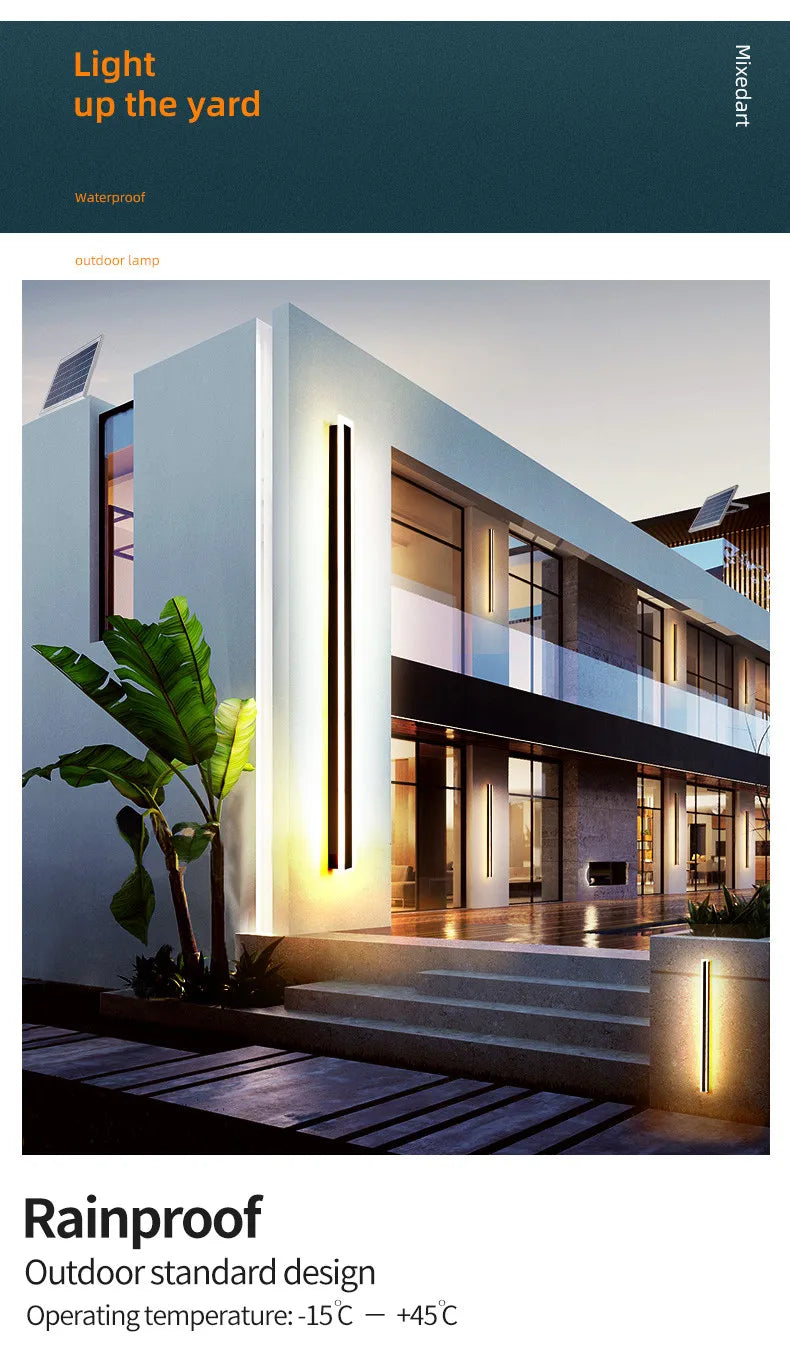 LED Wall Lamp-IP65 Waterproof, Long LED Lamp, Outdoor Wall Lamp, balcony, corridor, staircase, entrance, garden light
