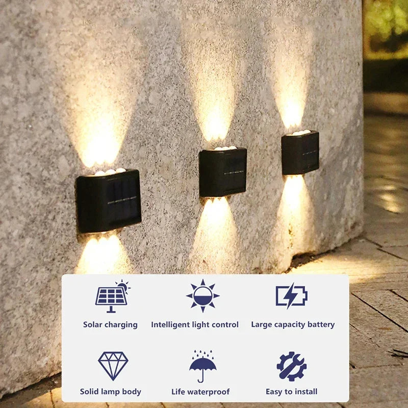 Outdoor Lighting: LED Wall Light - Solar Powered - White/Warm - Up and Down Illuminate