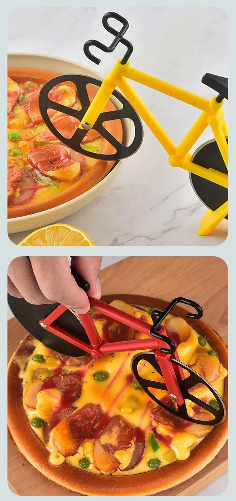 Pizza Cutter Stainless Steel Bicycle Shape Wheel Bike Roller Pizza Chopper Slicer Pizza Cutting Knife Kitchen Tools