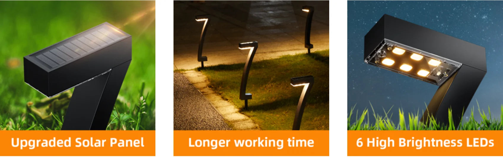 Solar-Powered LED Pathway - Garden Lights Bright, Waterproof, Auto On/Off for Yard & Pathway (6 Pack)