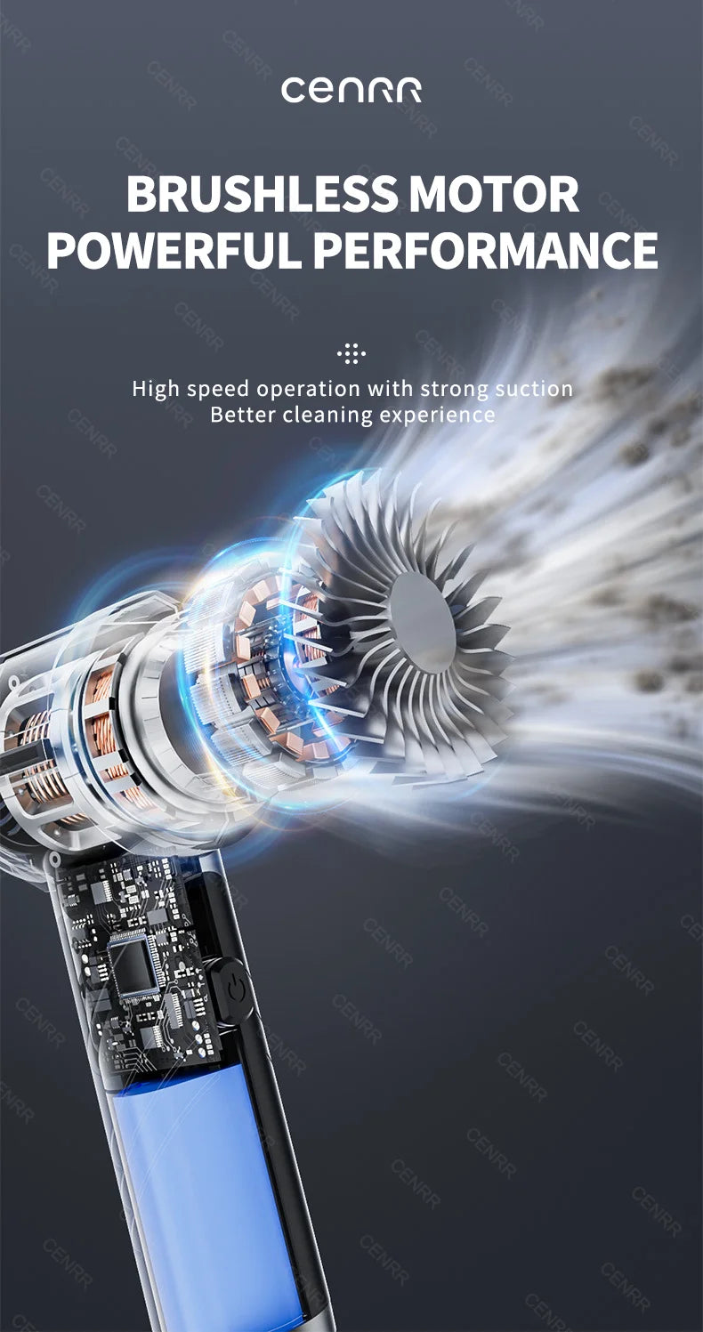Wireless Car Vacuum-Cleaner High Pressure, Portable Handheld Mini, Strong Suction, CENRR