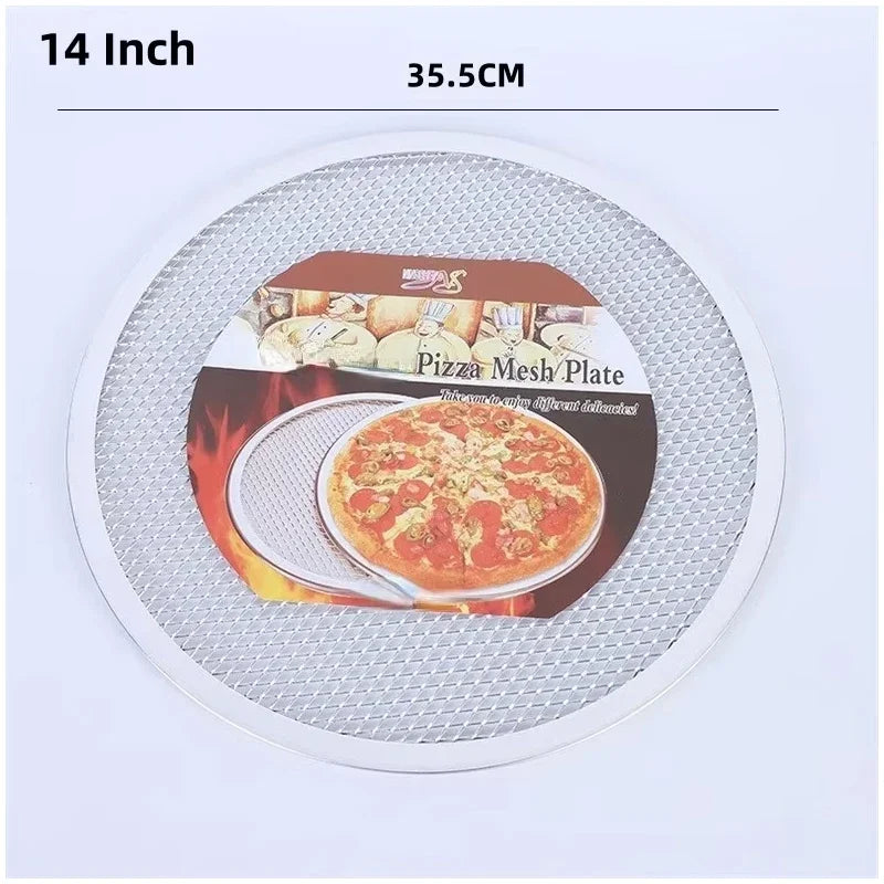 Round Pizza Baking Tray 8/10/12/14 inch DIY Pizza Screen Baking Tray Metal Net Non-stick Mold For Oven Seamless Aluminum Pizza Screen
