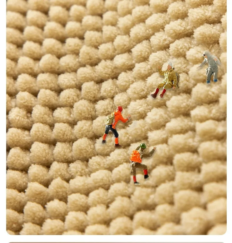 Bath Mat-Chenille, Encrypted Thickened, Short Plush, Strong Water-absorbent, Non-slip Bathroom Rug Carpet