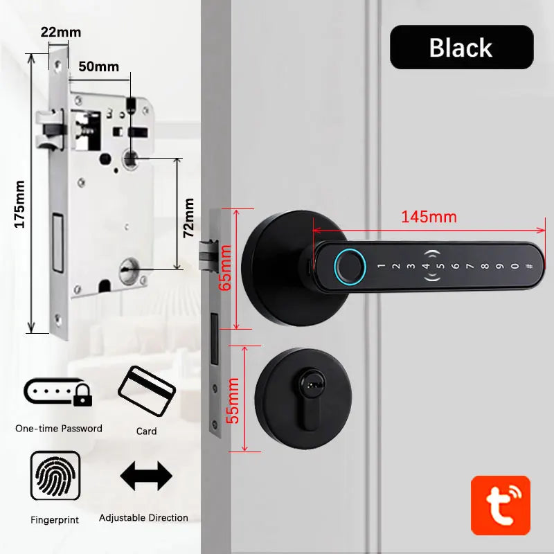 Digital Electronic Lock-Smart Fingerprint Door Lock, Handle, With Key card, Digital Door Lock Keypad, Keyless Entry