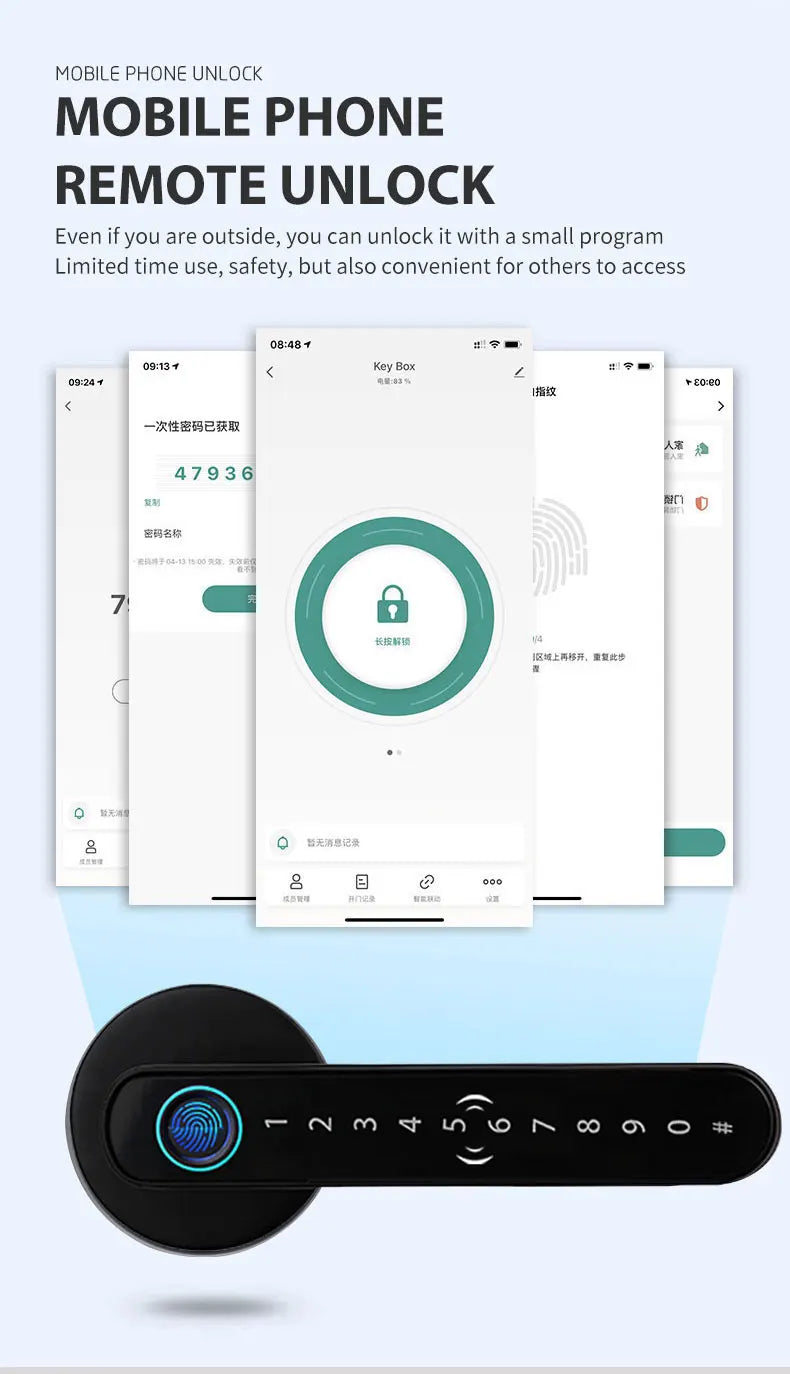 Smart Fingerprint Door Lock Handle – Keyless Entry with Keypad, Key Card & Backup Key for Home or Apartment