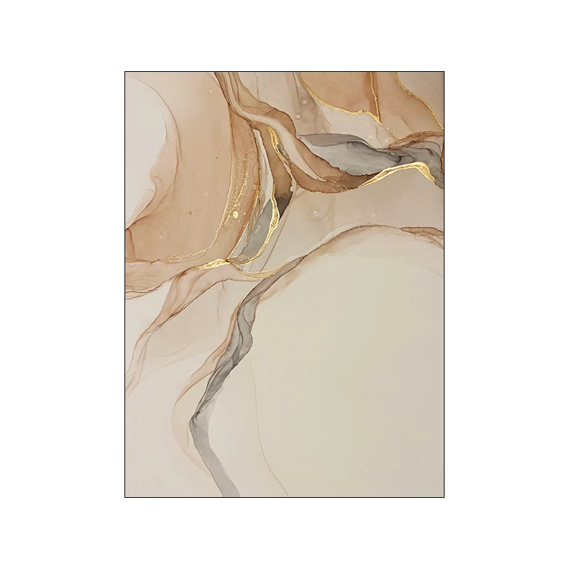 Canvas Wall Art – Modern Nordic Marble – Beige & Gold Abstract for Home or Office