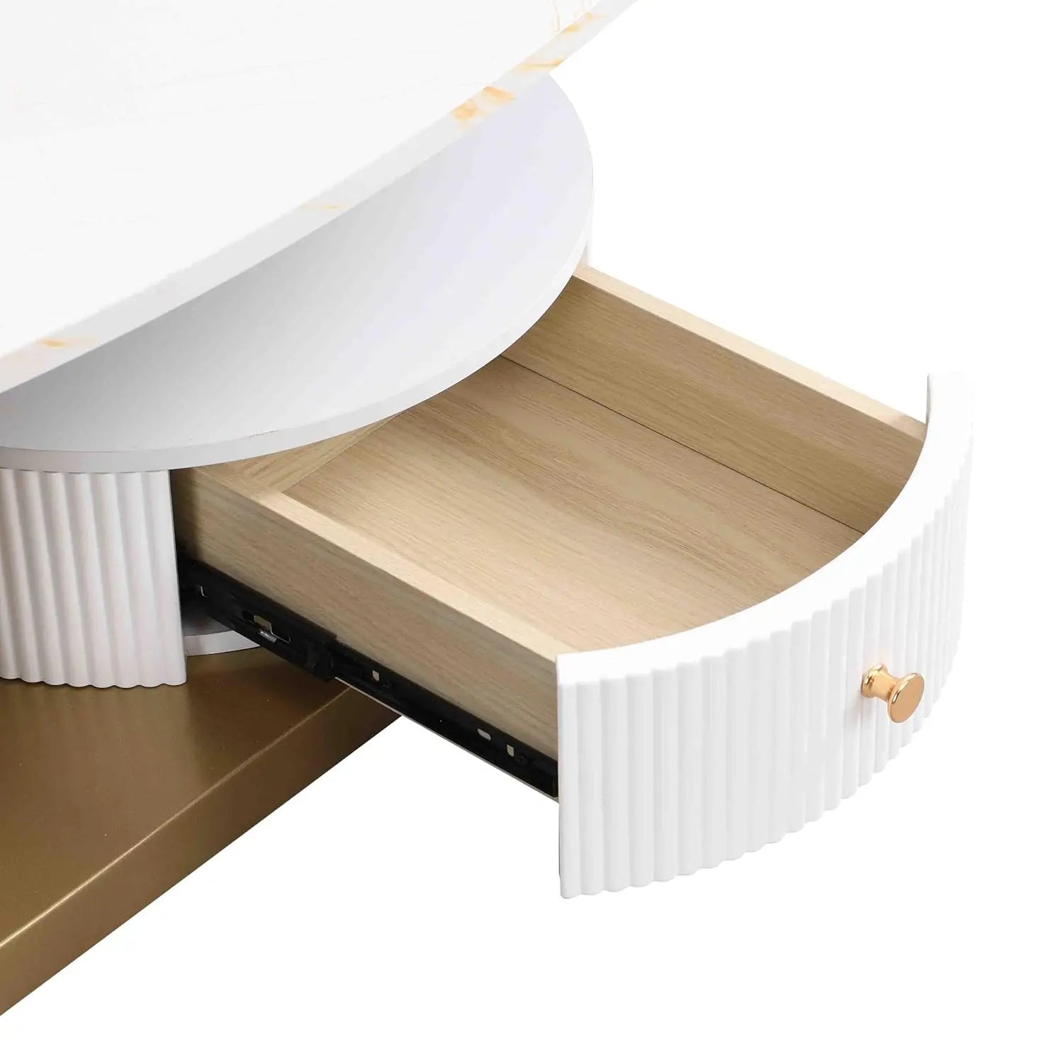 Coffee Table Set-Modern Nesting Oval Coffee Table Set, Faux Marble Top, Gold Metal Base, Living Room, 2pcs, Customized