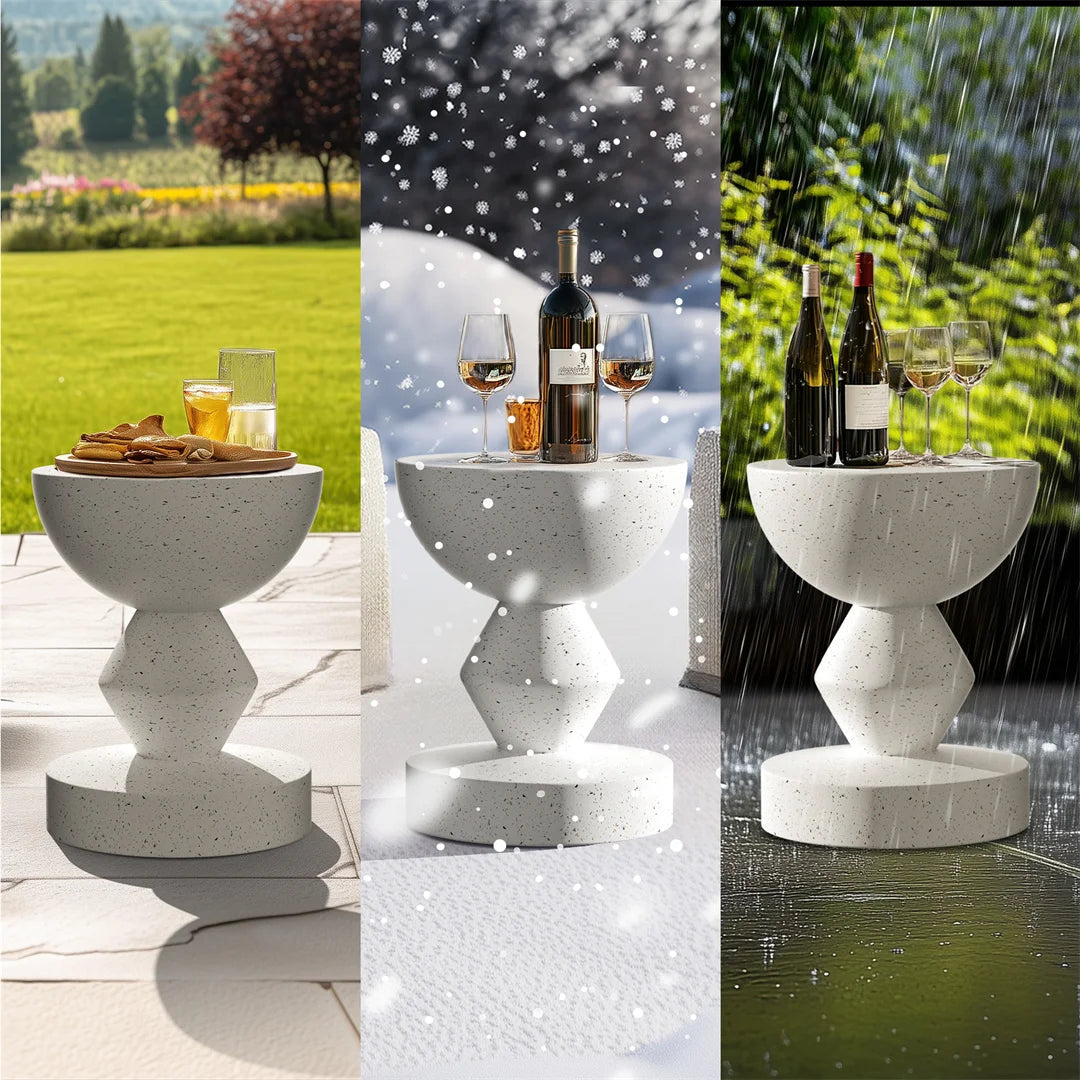 Accent Table-Modern Side Table, Indoor-Outdoor End Table, Lightweight Concrete Stool, Multiple Shapes
