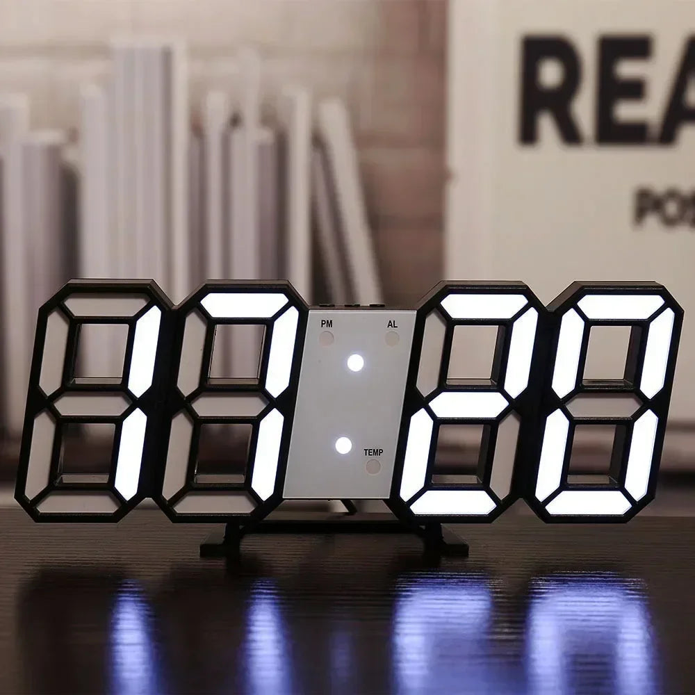 LED Digital Clock-Wall Decoration 3D Glow Night Mode Decoration for Bedroom Adjustable Electronic Watch Room Decor Aesthetics