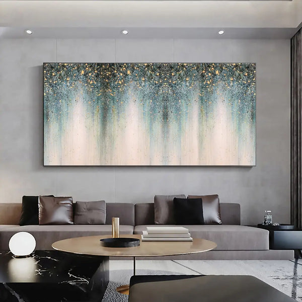 Canvas Art- B-Abstract Gold Leaf Oil Painting, Large Wall Art, Modern Gold Foil Texture, Acrylic Painting, Living room
