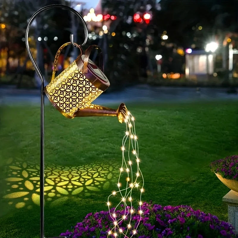 Solar-Powered LED Lamps-Large Retro Metal Lantern, Watering Can, Outdoor Waterproof, Shower Lights, Hanging Star, LED Fairy for Garden