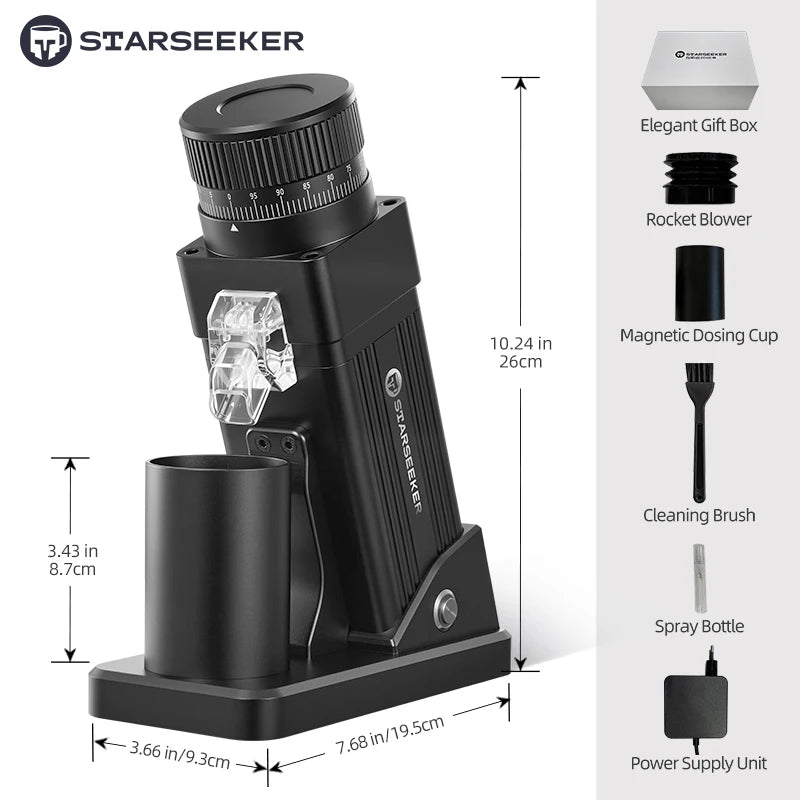 Coffee Grinder-Electric 55MM Espresso Cone burr Stepless Fineness Adjustment Cold Brew Bean Grinder STARSEEKER E55Pro