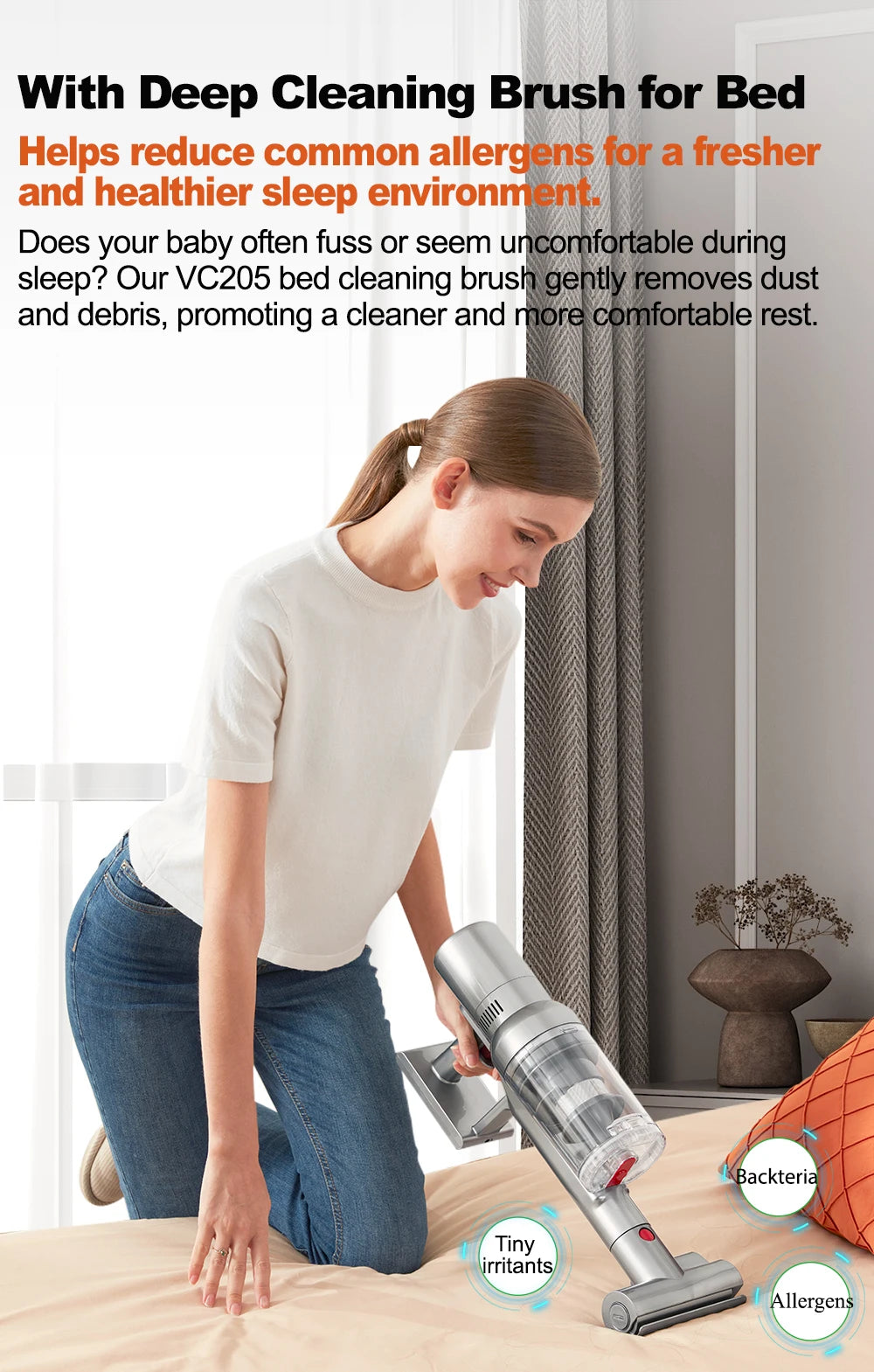 Vacuum Cleaner,Cordless Handheld, 27000PA,Touch Screen,Smart Dust Sensor,Auto Speed Control for Home Bed Carpet Clean