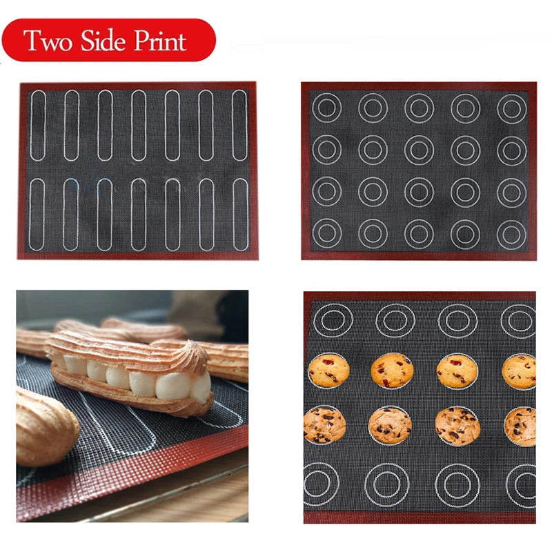 Baking Mat-Non-Stick Silicone Macaron for Bake Pans Macaroon Pastry Cookie Making Professional Grade Nonstick