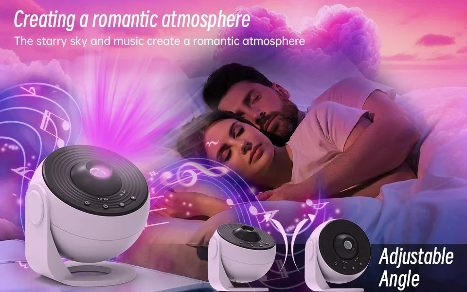 Galaxy Projector-Pro Version HD, 12 in 1 Film Discs, Star Projector, Galaxy Light Planetarium Projector, with Timer, White Noise, 360 ° Rotation, Bluetooth Remote Control
