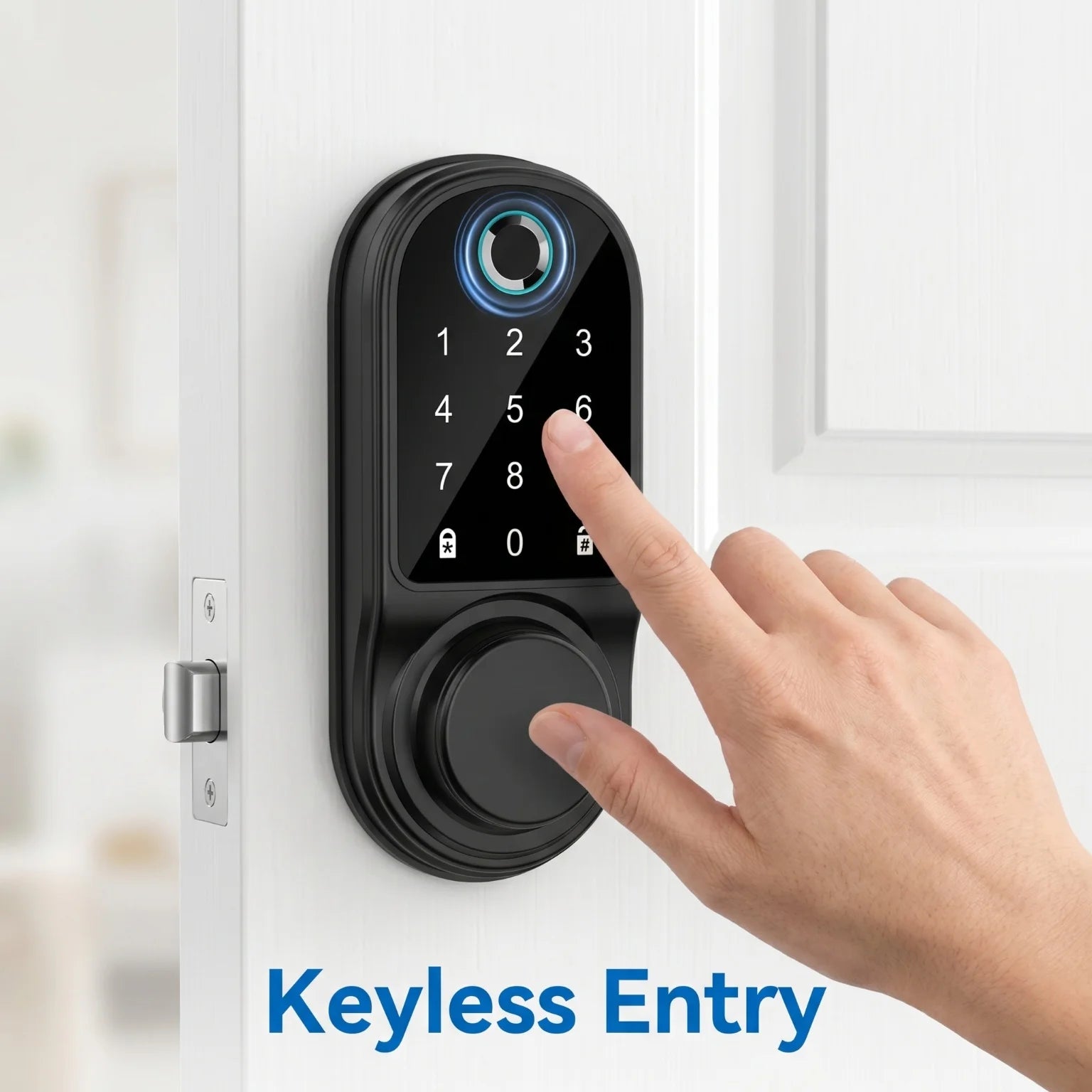 Electronic Lock-Bluetooth Smart Deadbolt Lock Keyless Entry Fingerprint Door Lock with Touch Keypad, IC Card, Physical Key, APP Remote, Temporary Code, Auto Lock, Door / Home Apartment Rental