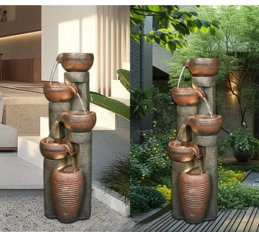 Water Fountain- 5 Tier Outdoor Garden Water Fountain Decor, Resin Fountain for Garden, Floor Patio, Deck, Porch, Backyard and Home Art