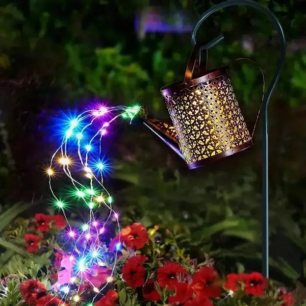 Solar-Powered LED Lamps-Large Retro Metal Lantern, Watering Can, Outdoor Waterproof, Shower Lights, Hanging Star, LED Fairy for Garden