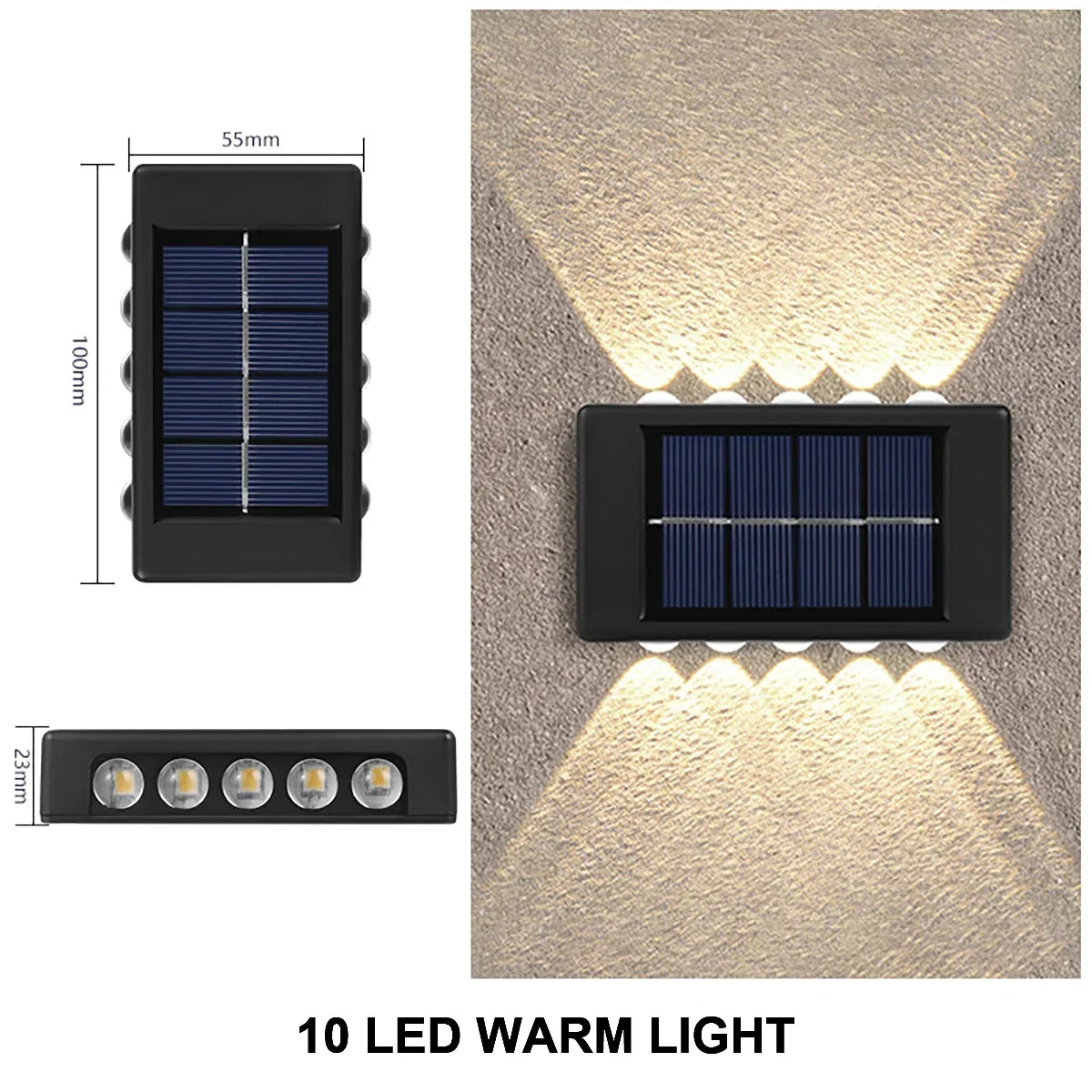 Outdoor Lighting: LED Wall Light - Solar Powered - White/Warm - Up and Down Illuminate