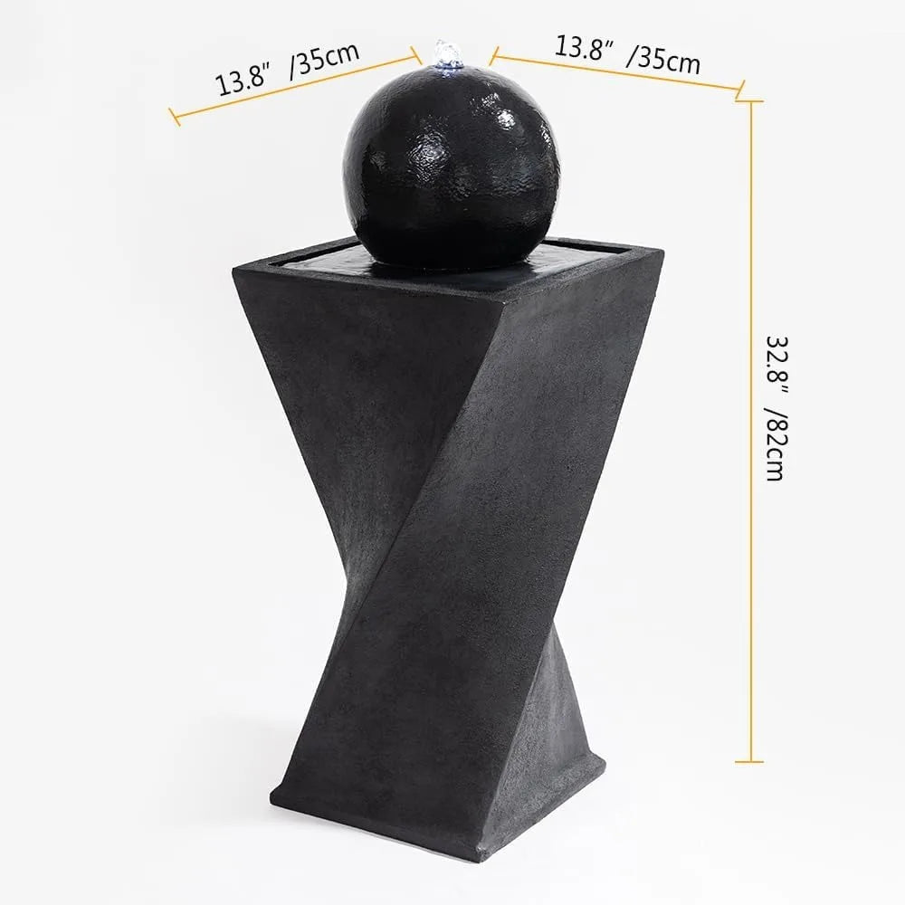 Water Fountain-Rotating Curve Design, Modern Zen, Garden, Patio, Indoor Floor Stand