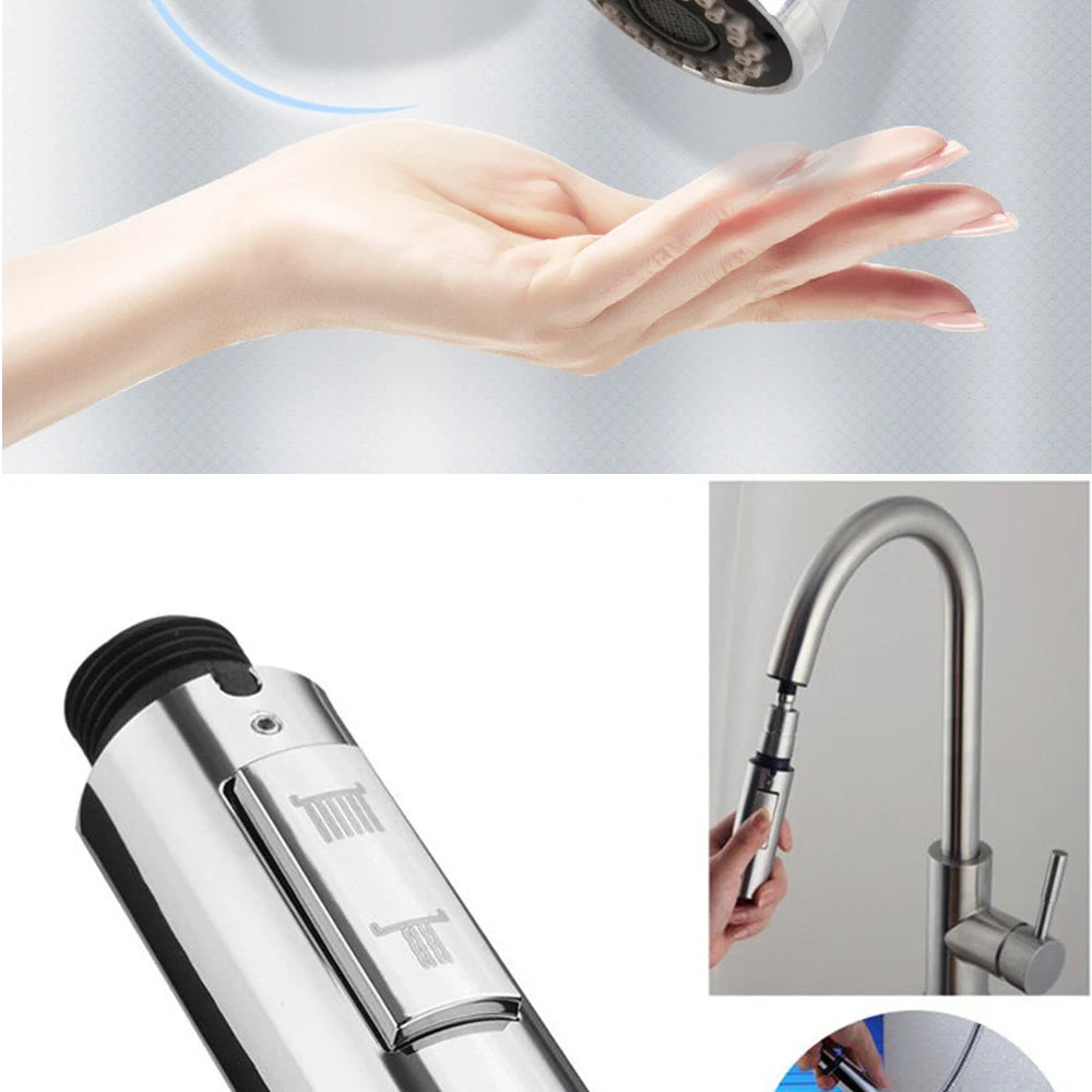Kitchen Faucet-Head Pull Out Shower Nozzle, G1/2,  Sprayer Bathroom Sink Tap Replacement Accessory Black Silver Golden Head Aerator