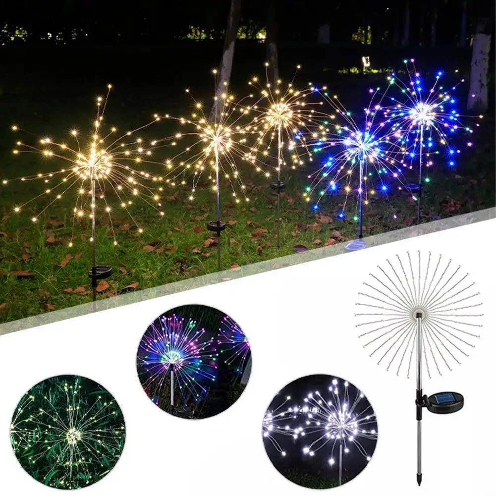 Outdoor Lighting: LED Solar Firework Lights - Garden Decoration - Fairy Lights - Waterproof Dandelion Lawn Lamp