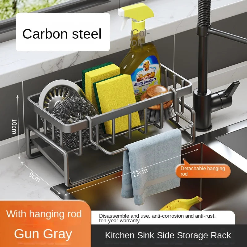 Kitchen Rack-Stainless steel shelf, sponge drain rack, sink drainage rack, dishwashing supplies, dishcloth storage, drainage rack