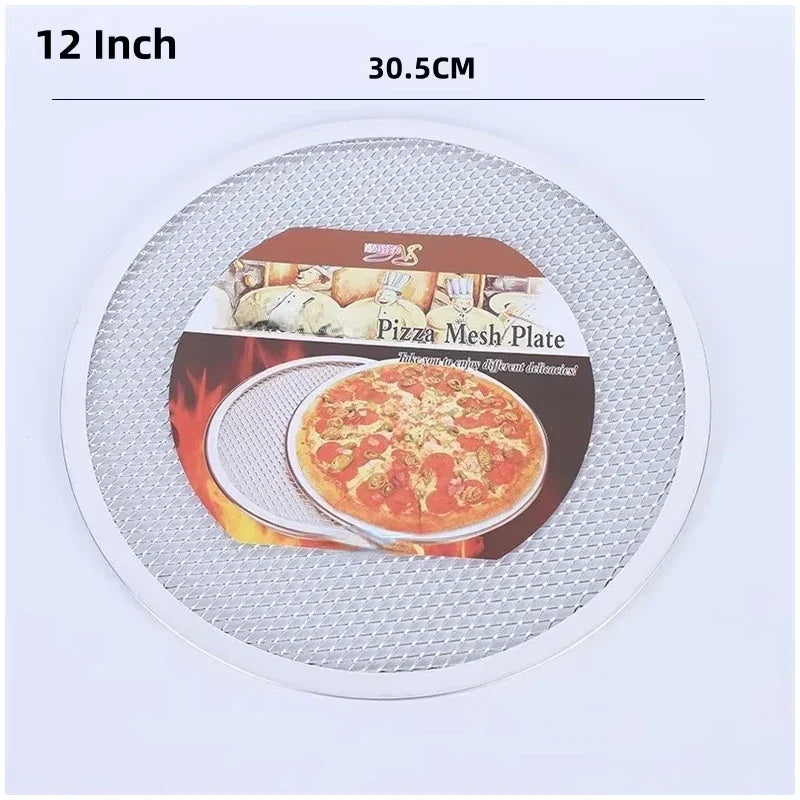 Kitchen-Round Pizza Baking Trays – 8/10/12/14" Non-Stick Aluminum Mesh Screens for Oven & Homemade Pizza