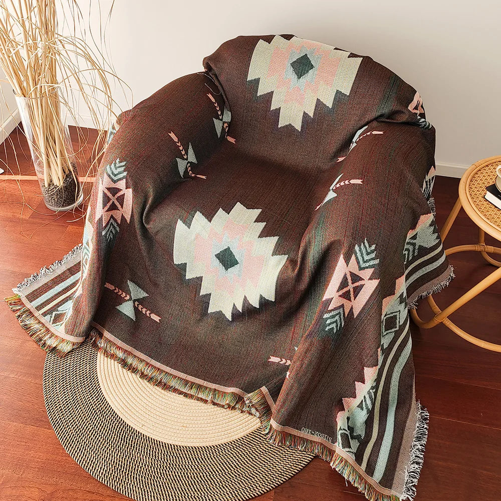 Home Decor: Blanket: Throw Aztec Oversized Boho - 2 Colors, 3 Sizes