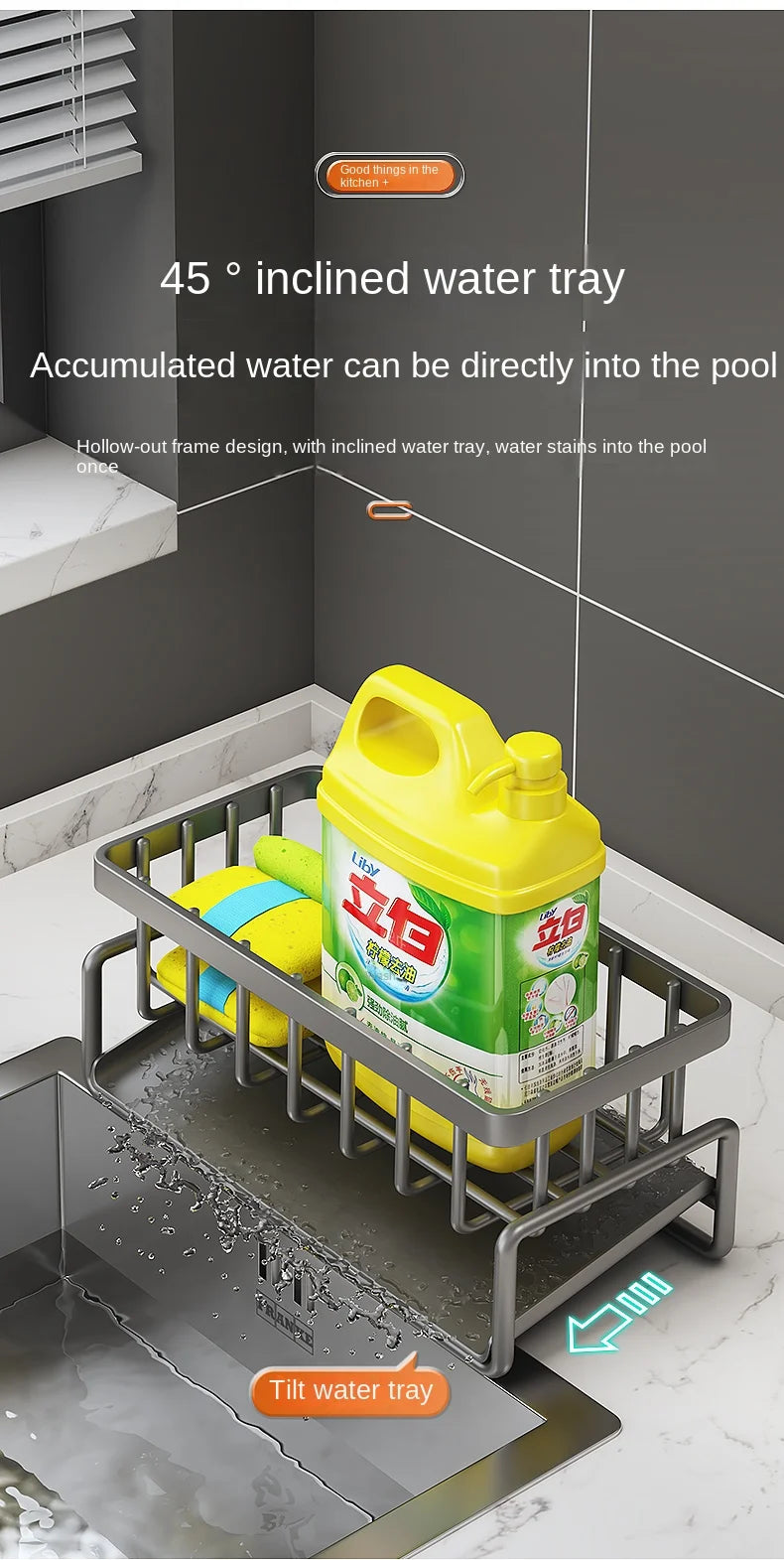 Kitchen Rack-Stainless steel shelf, sponge drain rack, sink drainage rack, dishwashing supplies, dishcloth storage, drainage rack