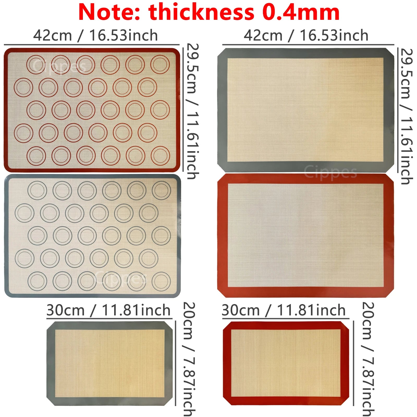 Baking Mat-Silicone Baking Mat, Thin 0.4mm, Reusable Non Stick, Heat Resistant, Bakeware Sheets Liner, Baking Tools for Cookie