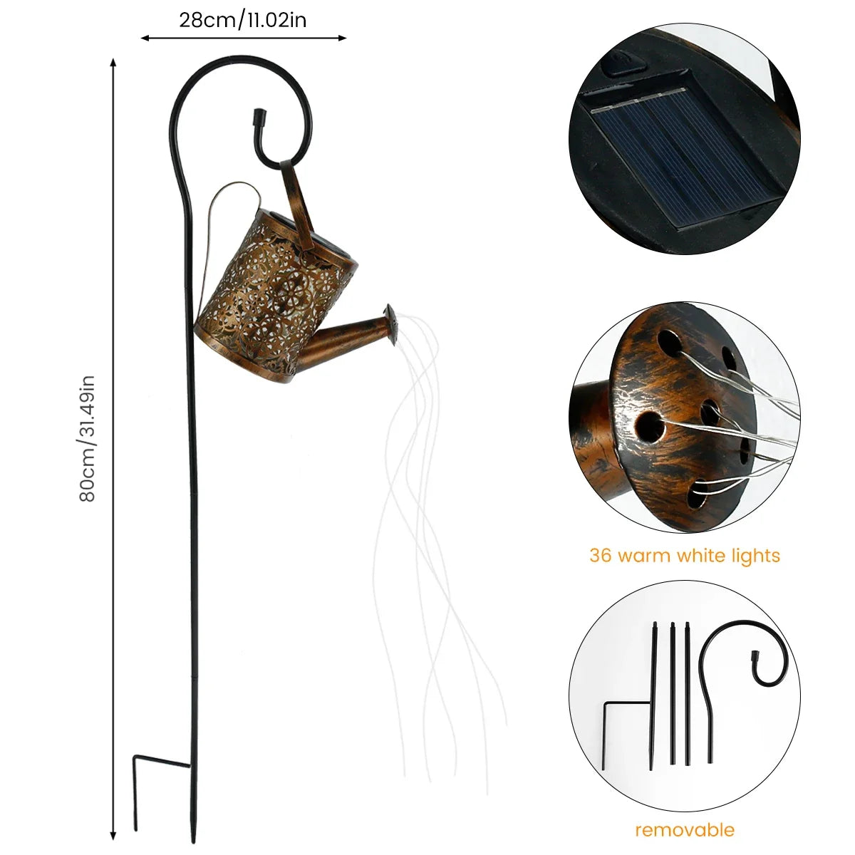 Solar-Powered LED Watering Can Lantern – Waterproof Hanging Kettle Light for Outdoor Garden & Lawn Decor