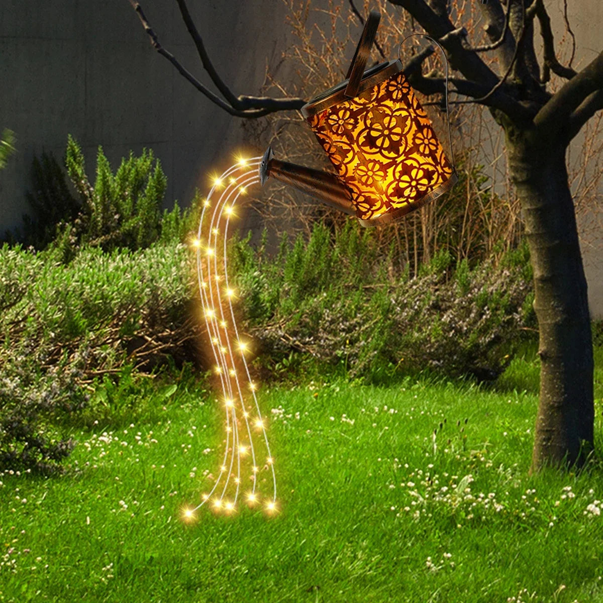 Solar-Powered LED Watering Can Lantern – Waterproof Hanging Kettle Light for Outdoor Garden & Lawn Decor