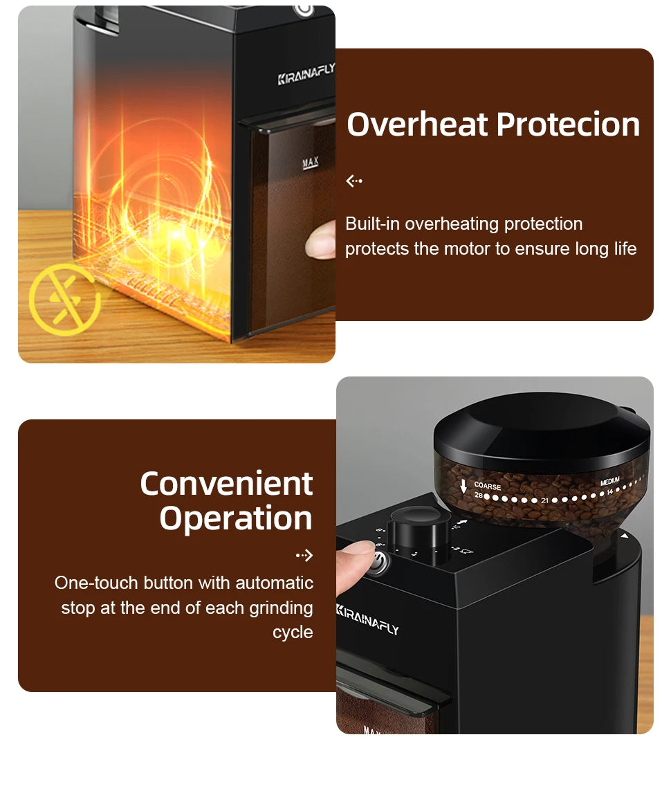 Coffee Grinder-Automatic Burr Mill, Electric Coffee Bean Grinding, 28 Adjustable Gears, Espresso, French Press, Drip Coffee