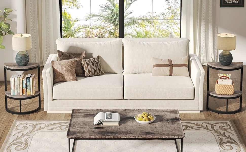 End Table-Semi Circle, Small Half Round, Side Table with Storage Shelf, Accent Table, Slim C Table for Sofa Couch, Tribesigns