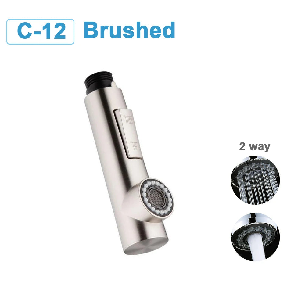 Kitchen Faucet-Head Pull Out Shower Nozzle, G1/2,  Sprayer Bathroom Sink Tap Replacement Accessory Black Silver Golden Head Aerator
