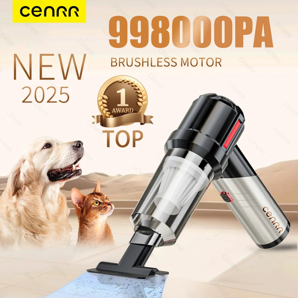 Vacuum - Portable (Cordless) Handheld by CENRR – Powerful Suction for Car Interiors & Home Use