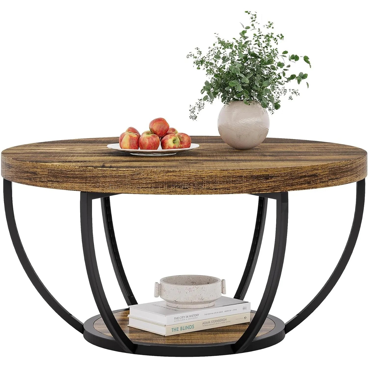 Accent Table-Circle Marble 32 inch – Modern Stylish 2-Tier Center Table