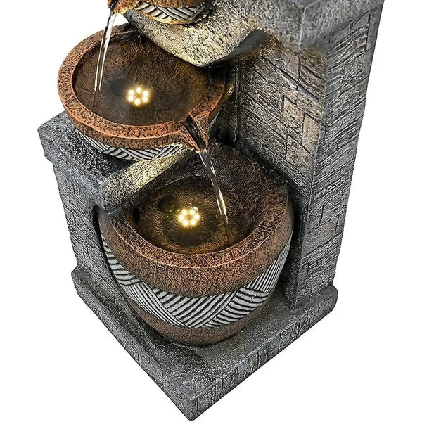 Water Fountain- 5-Tiers Indoor/Outdoor Water Fountain, 42.5 inches, Modern Floor-Standing Cascading Water Feature