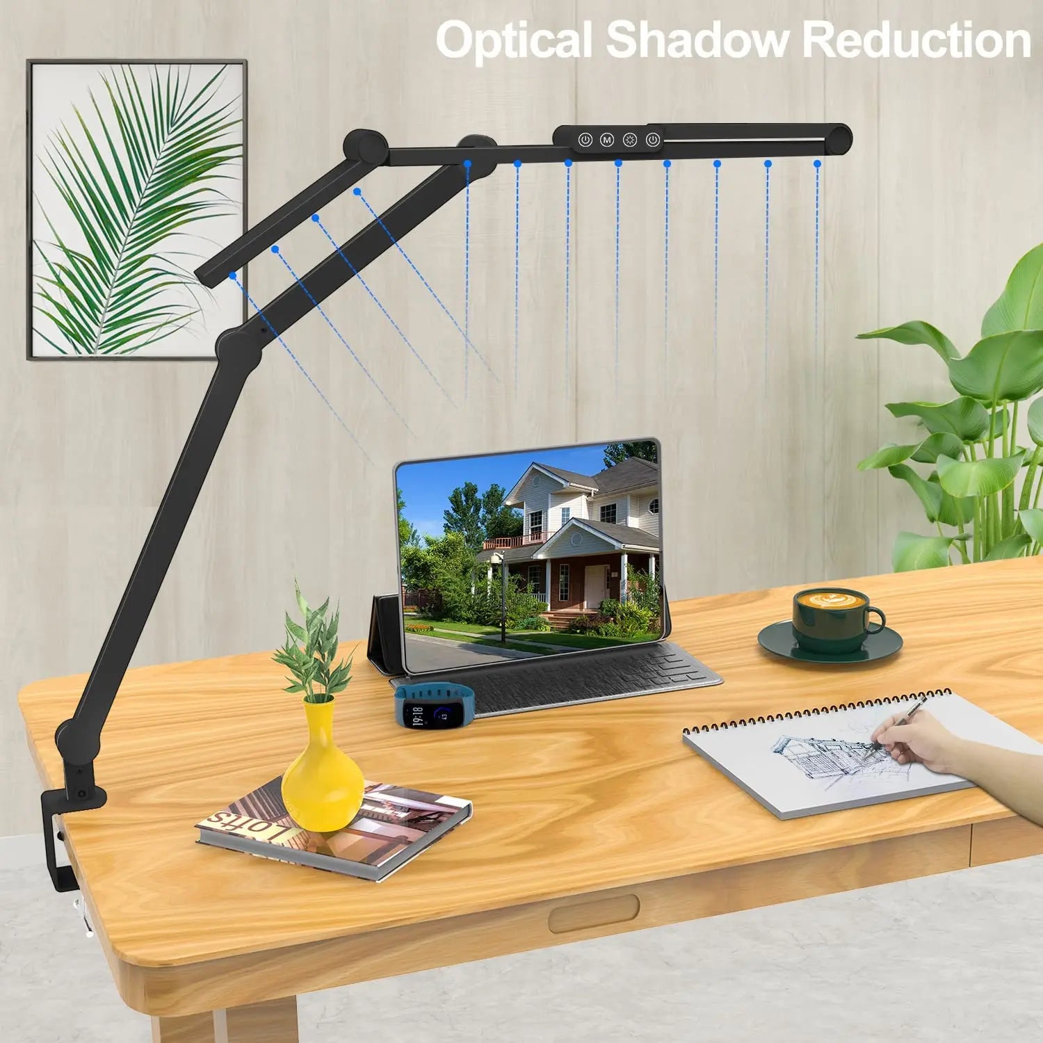 LED Desk Lamp – Architect with Clamp – Auto-Dimming 24W Ultra Bright Light for Office & Study