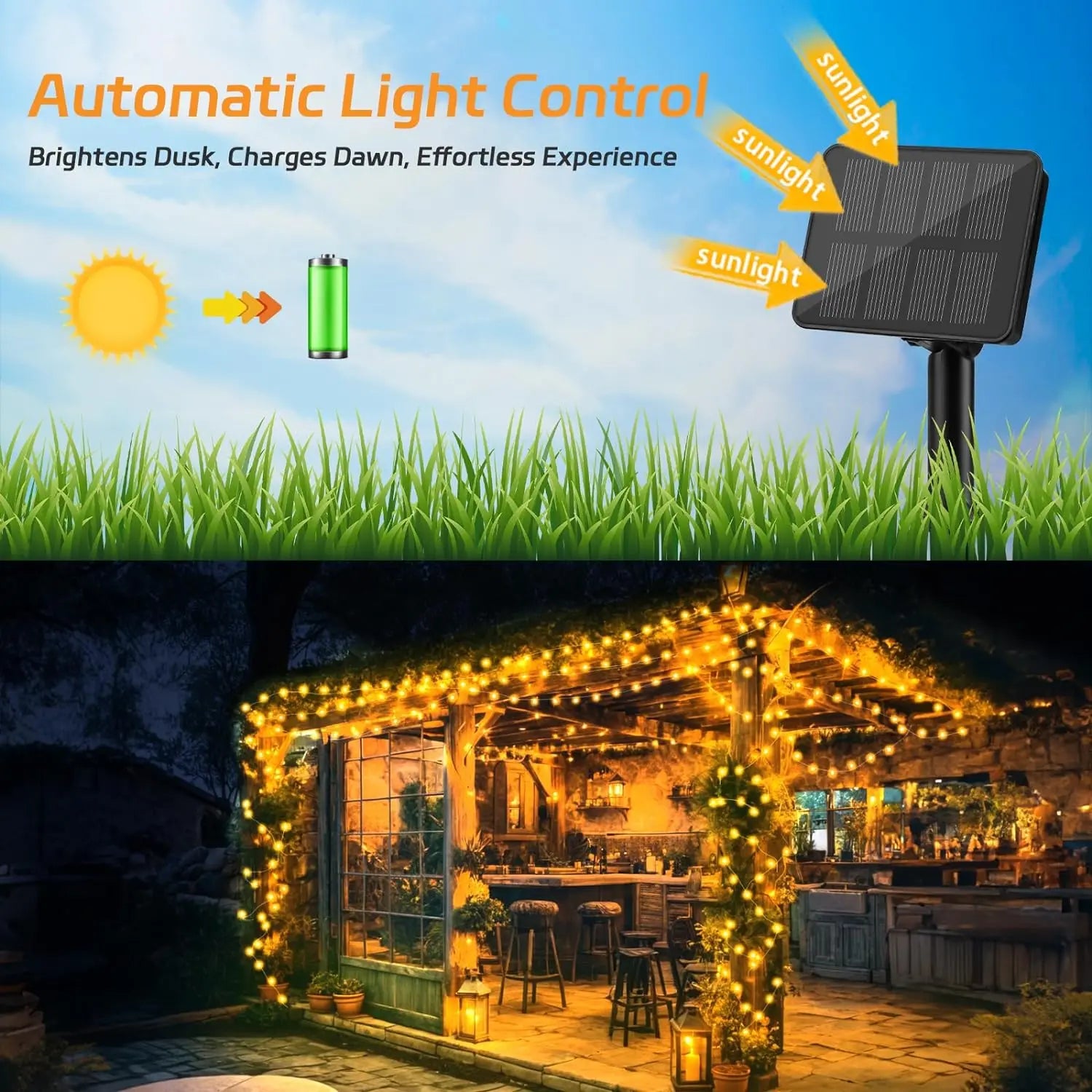LED Solar Light-Solar Light Outdoor Lamp, String Lights, 4Pack 400 LED, Holiday, Christmas, Party, Waterproof Fairy Lights Garden Garland Copper