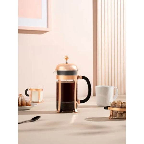 Coffee Maker-French Press, 34oz Chambord French Press, High-Heat Borosilicate Glass, Stainless Steel Copper, Made in Portugal