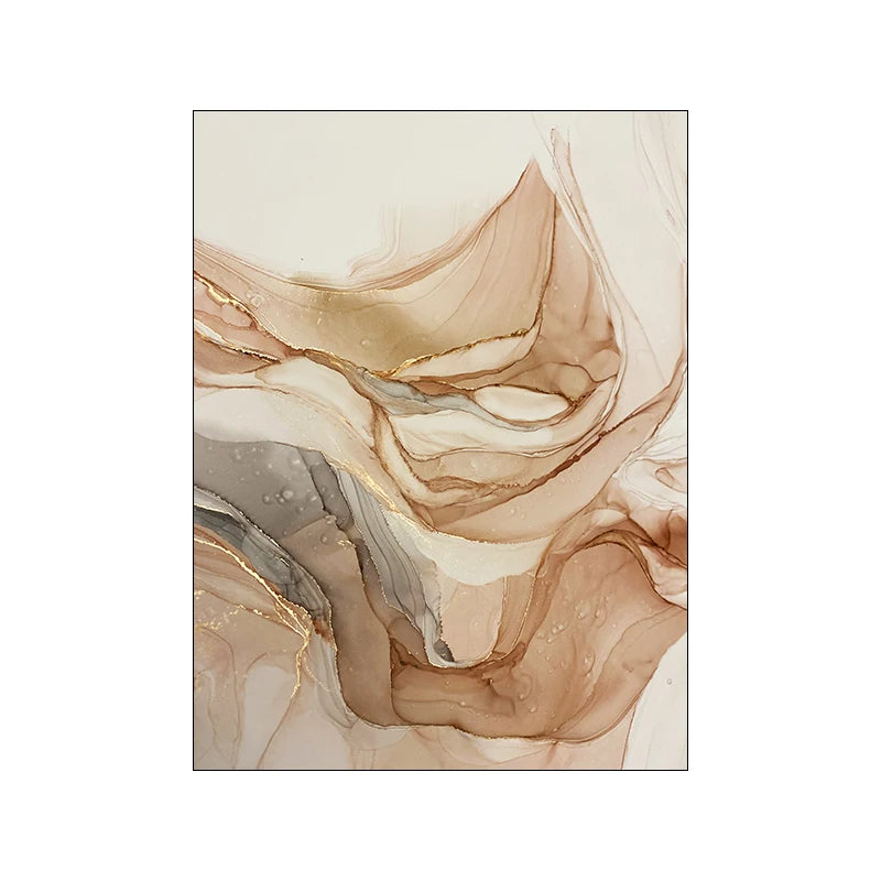 Canvas Wall Art – Modern Nordic Marble – Beige & Gold Abstract for Home or Office