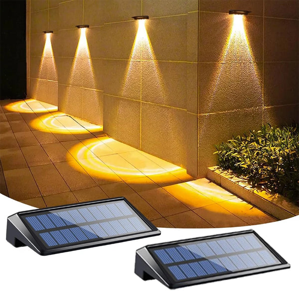 Solar-Powered LED Fence or Wall lights,2 Pack, Outdoor, IP44 Waterproof, Fence Solar Lights, Backyard, Wall, Deck, Porch, Step