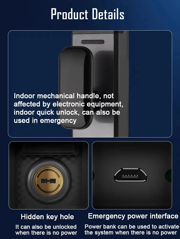 Digital Door Lock With Camera 3D Face Recognition, FIngerprint, Password, Keyless Electronic