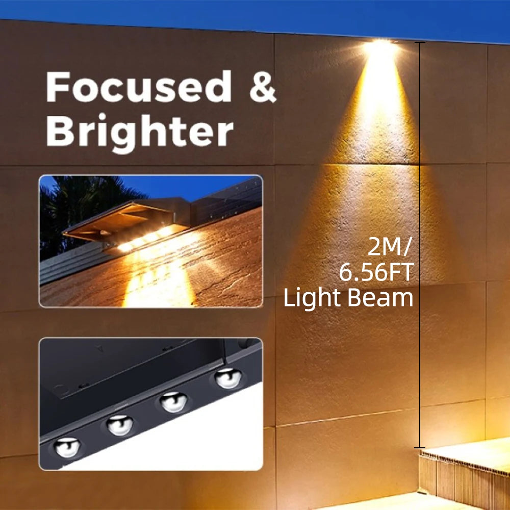 Solar-Powered LED Fence or Wall lights,2 Pack, Outdoor, IP44 Waterproof, Fence Solar Lights, Backyard, Wall, Deck, Porch, Step
